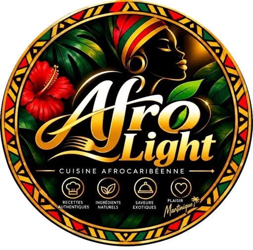 Logo AFRO LIGHT, cuisine afrocaribéenne : recettes authentiques, ingrédients naturels, saveurs exotiques, plaisir Martinique